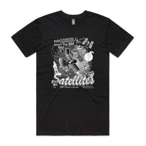 Satellites Tee by Lonely Kids Club. All clothing from our T-shirts to our shorts and hoodies are ethically made, and printed packed and shipped from Sydney.