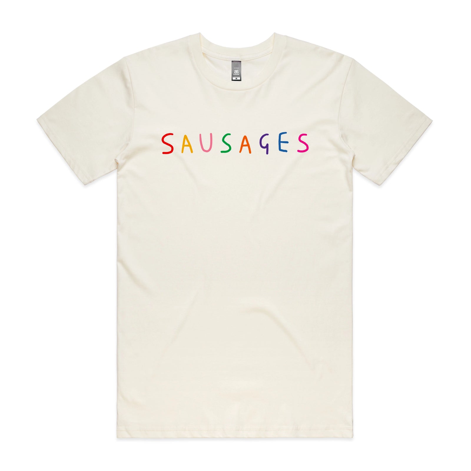 Sausages Tee by Lonely Kids Club. All clothing from our T-shirts to our shorts and hoodies are ethically made, and printed packed and shipped from Sydney.