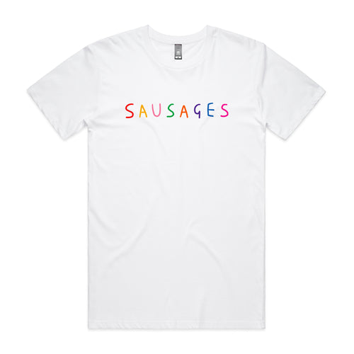 Sausages Tee by Lonely Kids Club. All clothing from our T-shirts to our shorts and hoodies are ethically made, and printed packed and shipped from Sydney.