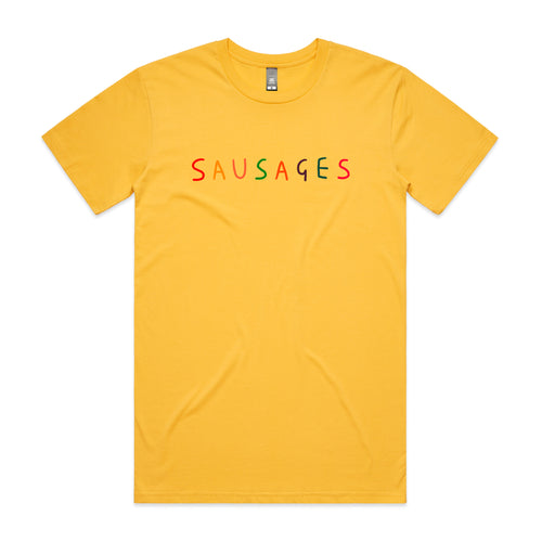 Sausages Tee by Lonely Kids Club. All clothing from our T-shirts to our shorts and hoodies are ethically made, and printed packed and shipped from Sydney.