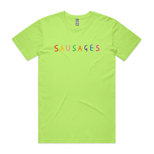 Sausages Tee by Lonely Kids Club. All clothing from our T-shirts to our shorts and hoodies are ethically made, and printed packed and shipped from Sydney.