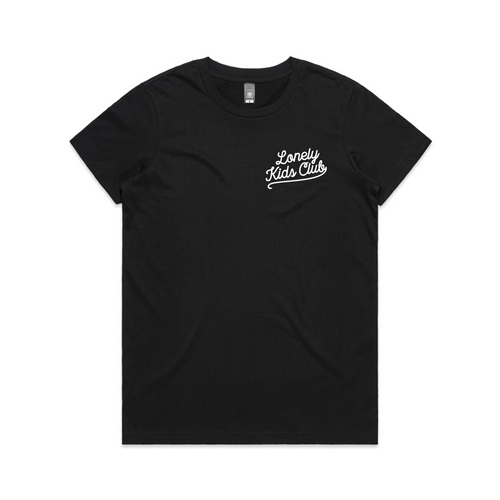Script Tee by Lonely Kids Club. All clothing from our T-shirts to our shorts and hoodies are ethically made, and printed packed and shipped from Sydney.