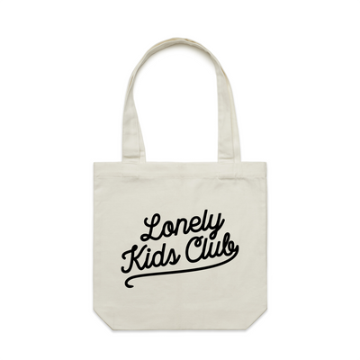 Script Tote by Lonely Kids Club. All clothing from our T-shirts to our shorts and hoodies are ethically made, and printed packed and shipped from Sydney.