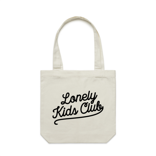 Script Tote by Lonely Kids Club. All clothing from our T-shirts to our shorts and hoodies are ethically made, and printed packed and shipped from Sydney.