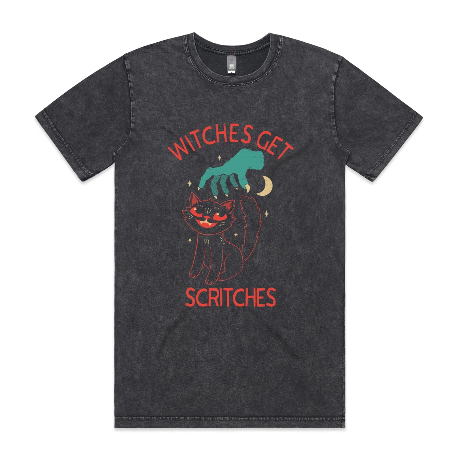 Witches Get Scritches Tee by Lonely Kids Club. All clothing from our T-shirts to our shorts and hoodies are ethically made, and printed packed and shipped from Sydney.
