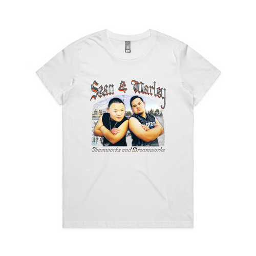 Sean & Marley Retro Tee by Lonely Kids Club. All clothing from our T-shirts to our shorts and hoodies are ethically made, and printed packed and shipped from Sydney.
