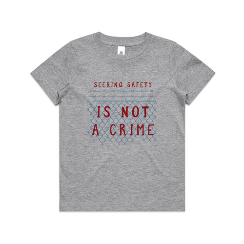 Seeking Safety Kids Tee by Lonely Kids Club. All clothing from our T-shirts to our shorts and hoodies are ethically made, and printed packed and shipped from Sydney.