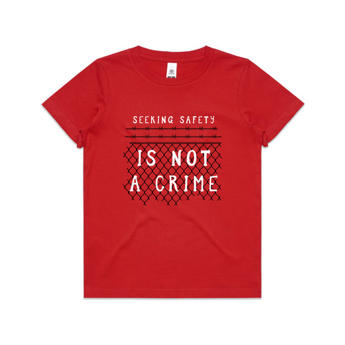 Seeking Safety Kids Tee by Lonely Kids Club. All clothing from our T-shirts to our shorts and hoodies are ethically made, and printed packed and shipped from Sydney.