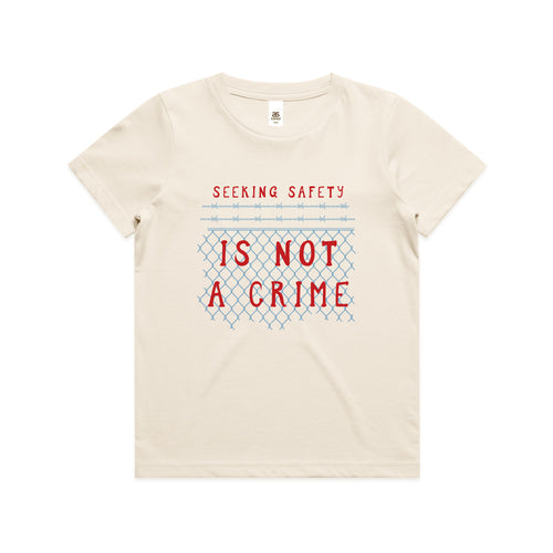 Seeking Safety Kids Tee by Lonely Kids Club. All clothing from our T-shirts to our shorts and hoodies are ethically made, and printed packed and shipped from Sydney.