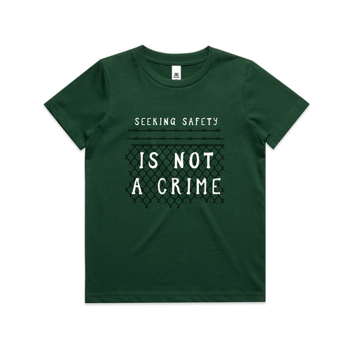 Seeking Safety Kids Tee by Lonely Kids Club. All clothing from our T-shirts to our shorts and hoodies are ethically made, and printed packed and shipped from Sydney.