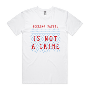 Seeking Safety Tee by Lonely Kids Club. All clothing from our T-shirts to our shorts and hoodies are ethically made, and printed packed and shipped from Sydney.