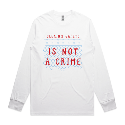 Seeking Safety Tee by Lonely Kids Club. All clothing from our T-shirts to our shorts and hoodies are ethically made, and printed packed and shipped from Sydney.