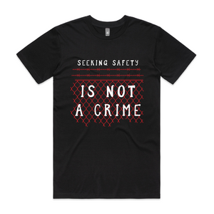 Seeking Safety Tee by Lonely Kids Club. All clothing from our T-shirts to our shorts and hoodies are ethically made, and printed packed and shipped from Sydney.