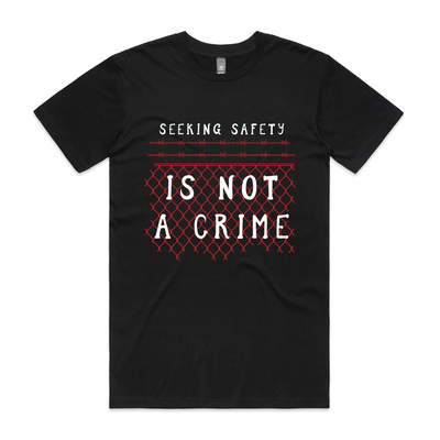 Seeking Safety Tee by Lonely Kids Club. All clothing from our T-shirts to our shorts and hoodies are ethically made, and printed packed and shipped from Sydney.