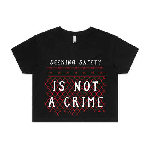 Seeking Safety Tee by Lonely Kids Club. All clothing from our T-shirts to our shorts and hoodies are ethically made, and printed packed and shipped from Sydney.