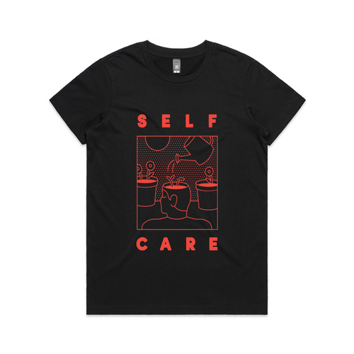 Self Care Tee by Lonely Kids Club. All clothing from our T-shirts to our shorts and hoodies are ethically made, and printed packed and shipped from Sydney.