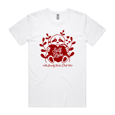 Self Love Sloth Tee by Lonely Kids Club. All clothing from our T-shirts to our shorts and hoodies are ethically made, and printed packed and shipped from Sydney.