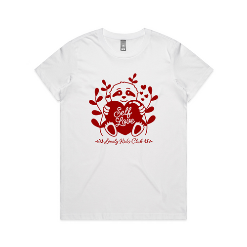 Self Love Sloth Tee by Lonely Kids Club. All clothing from our T-shirts to our shorts and hoodies are ethically made, and printed packed and shipped from Sydney.