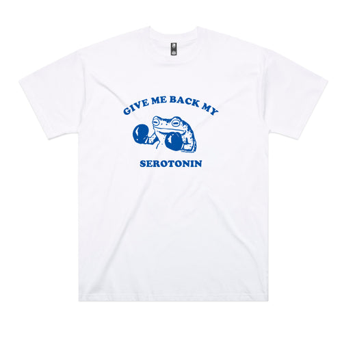 Serotonin Frog Tee by Lonely Kids Club. All clothing from our T-shirts to our shorts and hoodies are ethically made, and printed packed and shipped from Sydney.