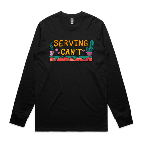 Serving Can't Tee by Lonely Kids Club. All clothing from our T-shirts to our shorts and hoodies are ethically made, and printed packed and shipped from Sydney.
