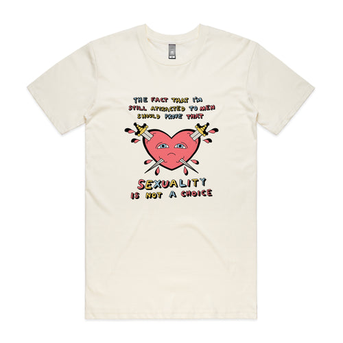 Sexuality Is Not A Choice Tee by Lonely Kids Club. All clothing from our T-shirts to our shorts and hoodies are ethically made, and printed packed and shipped from Sydney.