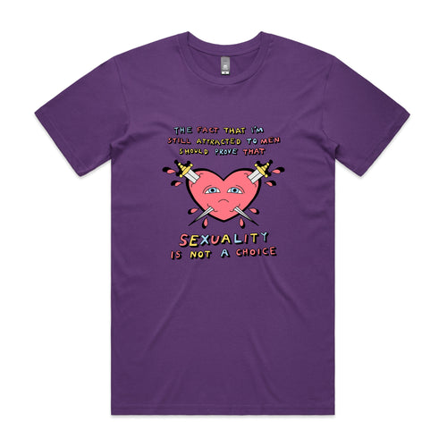 Sexuality Is Not A Choice Tee by Lonely Kids Club. All clothing from our T-shirts to our shorts and hoodies are ethically made, and printed packed and shipped from Sydney.