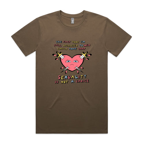 Sexuality Is Not A Choice Tee by Lonely Kids Club. All clothing from our T-shirts to our shorts and hoodies are ethically made, and printed packed and shipped from Sydney.