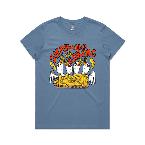 Sharing Is Caring Tee by Lonely Kids Club. All clothing from our T-shirts to our shorts and hoodies are ethically made, and printed packed and shipped from Sydney.