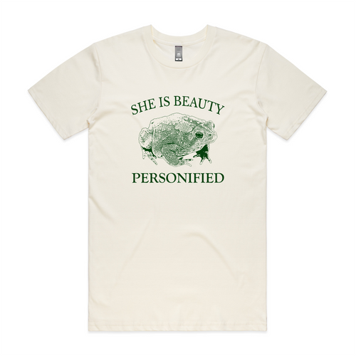 She Is Beauty Tee by Lonely Kids Club. All clothing from our T-shirts to our shorts and hoodies are ethically made, and printed packed and shipped from Sydney.