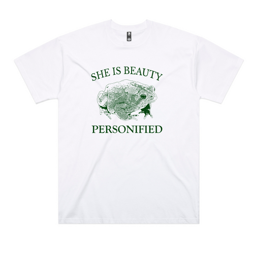 She Is Beauty Tee by Lonely Kids Club. All clothing from our T-shirts to our shorts and hoodies are ethically made, and printed packed and shipped from Sydney.