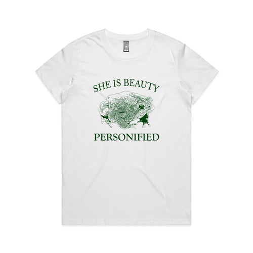 She Is Beauty Tee by Lonely Kids Club. All clothing from our T-shirts to our shorts and hoodies are ethically made, and printed packed and shipped from Sydney.