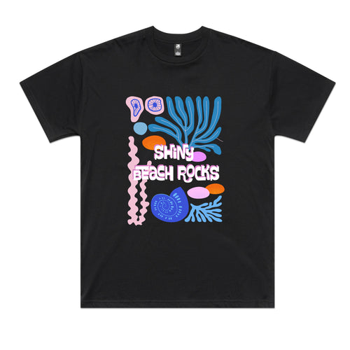 Shiny Beach Rocks Tee by Lonely Kids Club. All clothing from our T-shirts to our shorts and hoodies are ethically made, and printed packed and shipped from Sydney.