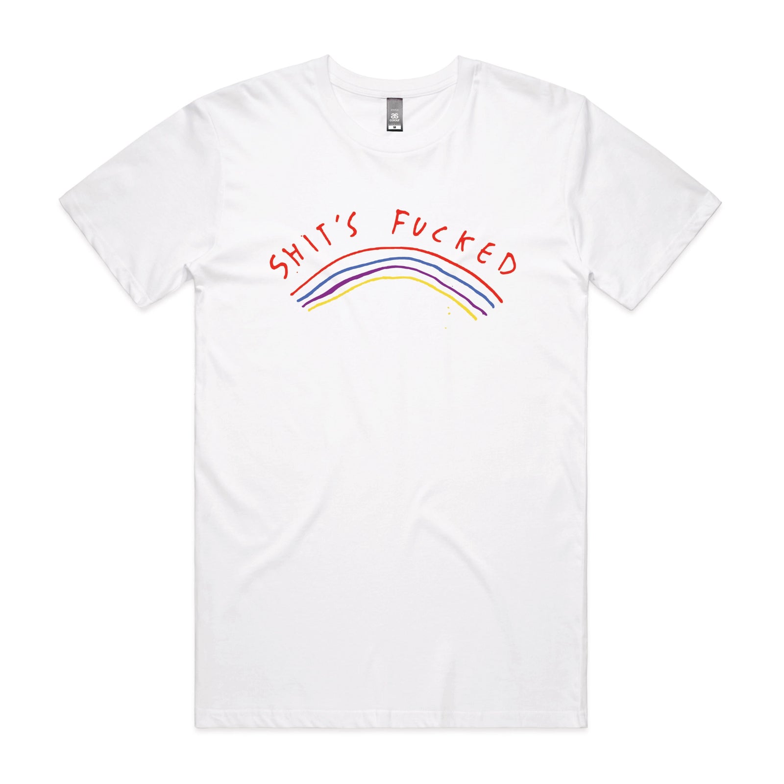 Shit's Fucked Tee by Lonely Kids Club. All clothing from our T-shirts to our shorts and hoodies are ethically made, and printed packed and shipped from Sydney.