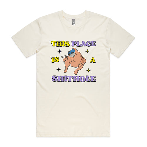 Shithole Tee by Lonely Kids Club. All clothing from our T-shirts to our shorts and hoodies are ethically made, and printed packed and shipped from Sydney.