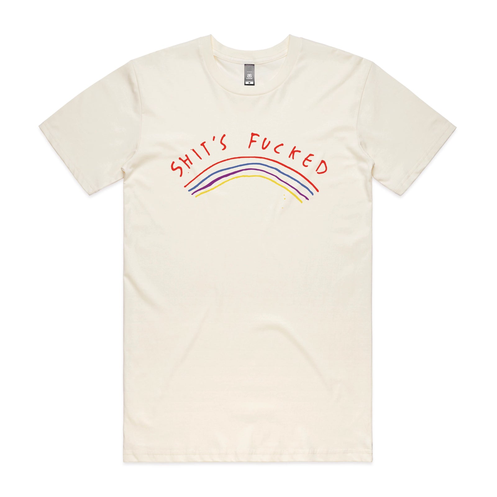 Shit's Fucked Tee by Lonely Kids Club. All clothing from our T-shirts to our shorts and hoodies are ethically made, and printed packed and shipped from Sydney.