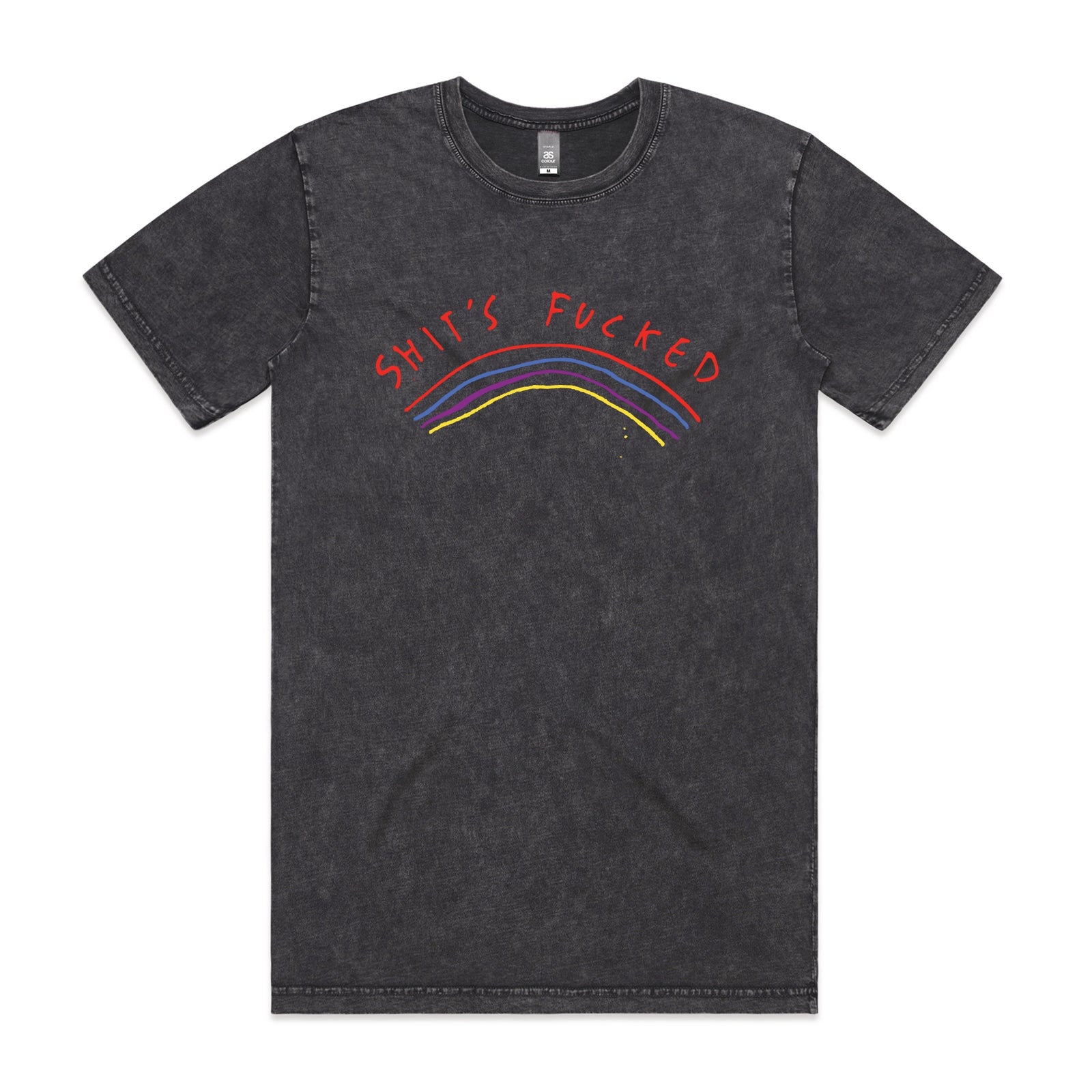 Shit's Fucked Tee by Lonely Kids Club. All clothing from our T-shirts to our shorts and hoodies are ethically made, and printed packed and shipped from Sydney.