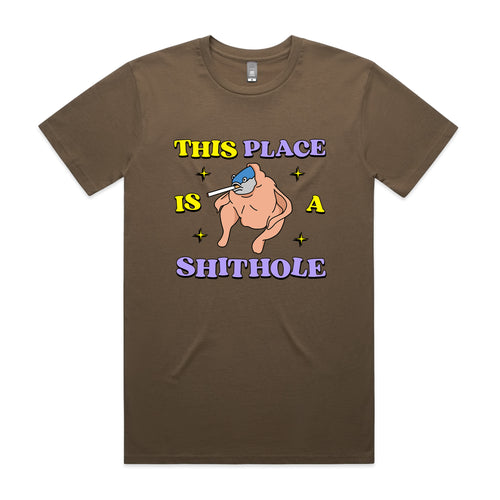 Shithole Tee by Lonely Kids Club. All clothing from our T-shirts to our shorts and hoodies are ethically made, and printed packed and shipped from Sydney.