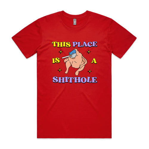 Shithole Tee by Lonely Kids Club. All clothing from our T-shirts to our shorts and hoodies are ethically made, and printed packed and shipped from Sydney.