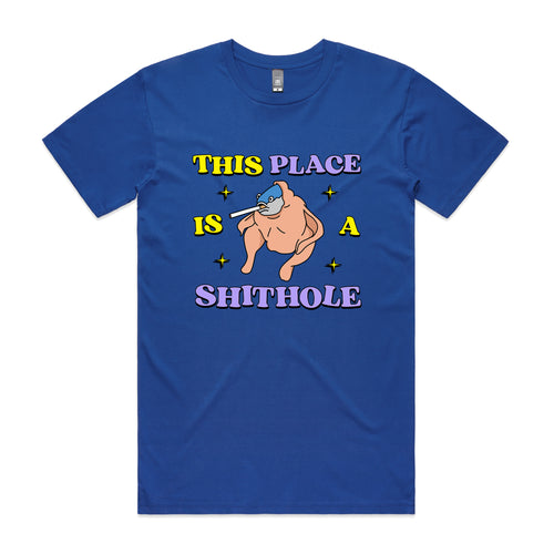 Shithole Tee by Lonely Kids Club. All clothing from our T-shirts to our shorts and hoodies are ethically made, and printed packed and shipped from Sydney.