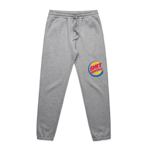 Burger Track Pants by Lonely Kids Club. All clothing from our T-shirts to our shorts and hoodies are ethically made, and printed packed and shipped from Sydney.