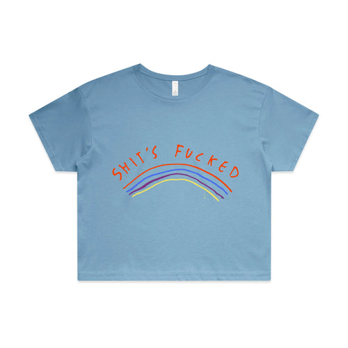 Shit's Fucked Tee by Lonely Kids Club. All clothing from our T-shirts to our shorts and hoodies are ethically made, and printed packed and shipped from Sydney.