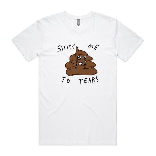 Shits Me To Tears Tee by Lonely Kids Club. All clothing from our T-shirts to our shorts and hoodies are ethically made, and printed packed and shipped from Sydney.