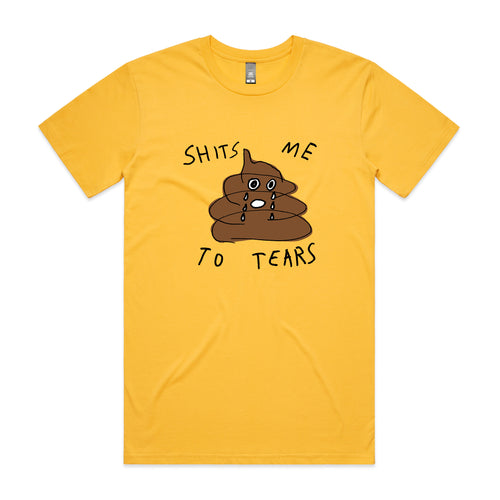Shits Me To Tears Tee by Lonely Kids Club. All clothing from our T-shirts to our shorts and hoodies are ethically made, and printed packed and shipped from Sydney.