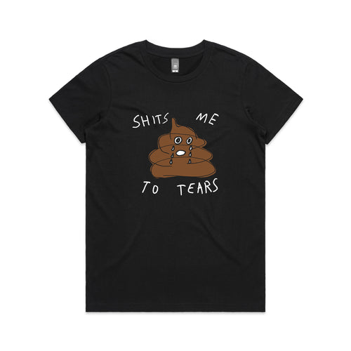 Shits Me To Tears Tee by Lonely Kids Club. All clothing from our T-shirts to our shorts and hoodies are ethically made, and printed packed and shipped from Sydney.