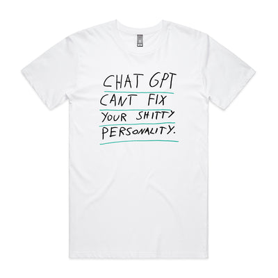 Shitty Personality Tee by Lonely Kids Club. All clothing from our T-shirts to our shorts and hoodies are ethically made, and printed packed and shipped from Sydney.