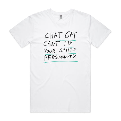 Shitty Personality Tee by Lonely Kids Club. All clothing from our T-shirts to our shorts and hoodies are ethically made, and printed packed and shipped from Sydney.