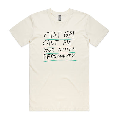 Shitty Personality Tee by Lonely Kids Club. All clothing from our T-shirts to our shorts and hoodies are ethically made, and printed packed and shipped from Sydney.