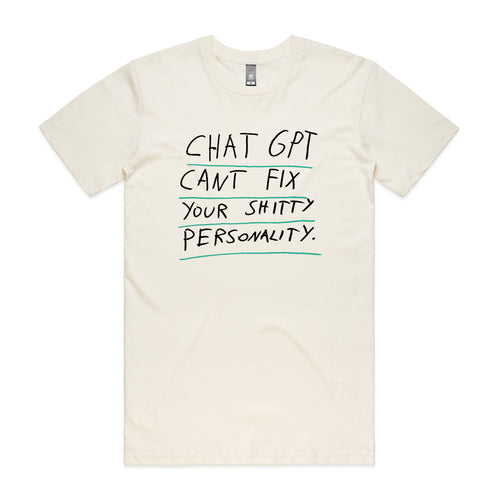 Shitty Personality Tee by Lonely Kids Club. All clothing from our T-shirts to our shorts and hoodies are ethically made, and printed packed and shipped from Sydney.