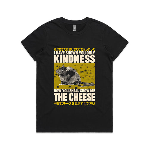 Show Me The Cheese Tee by Lonely Kids Club. All clothing from our T-shirts to our shorts and hoodies are ethically made, and printed packed and shipped from Sydney.