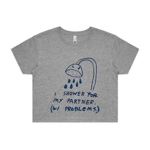 Shower My Partner Tee by Lonely Kids Club. All clothing from our T-shirts to our shorts and hoodies are ethically made, and printed packed and shipped from Sydney.